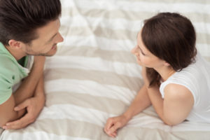 Couple gazing into each others eyes with mindfulness